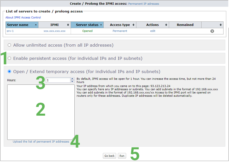 Creating/renewing IPMI access